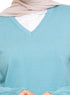 Deep Aqua V - Neck Knit Pullover - Khotwh